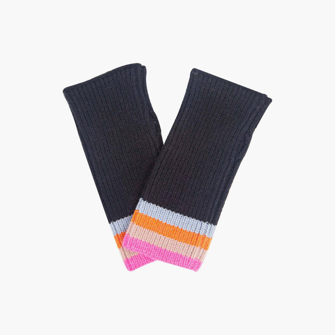 Black Rainbow Stripe Wrist Warmers