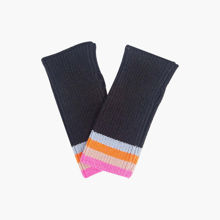Black Rainbow Stripe Wrist Warmers