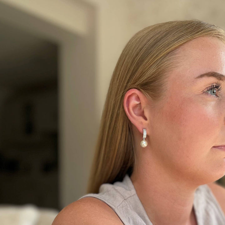 Cachet Kiku Pearl Rodium Plated Earrings