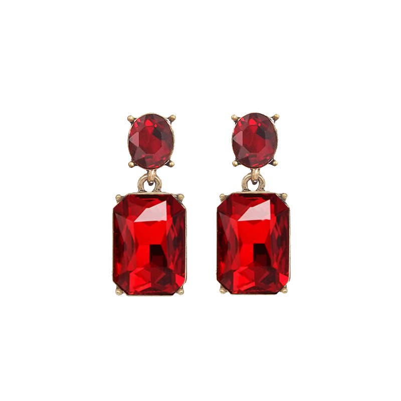 Ruby Red Oval Twin Gem Post Earring