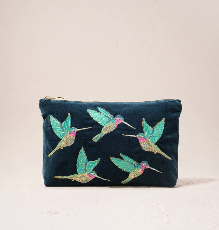 Hummingbird Everyday Pouch Ink Blue Velvet