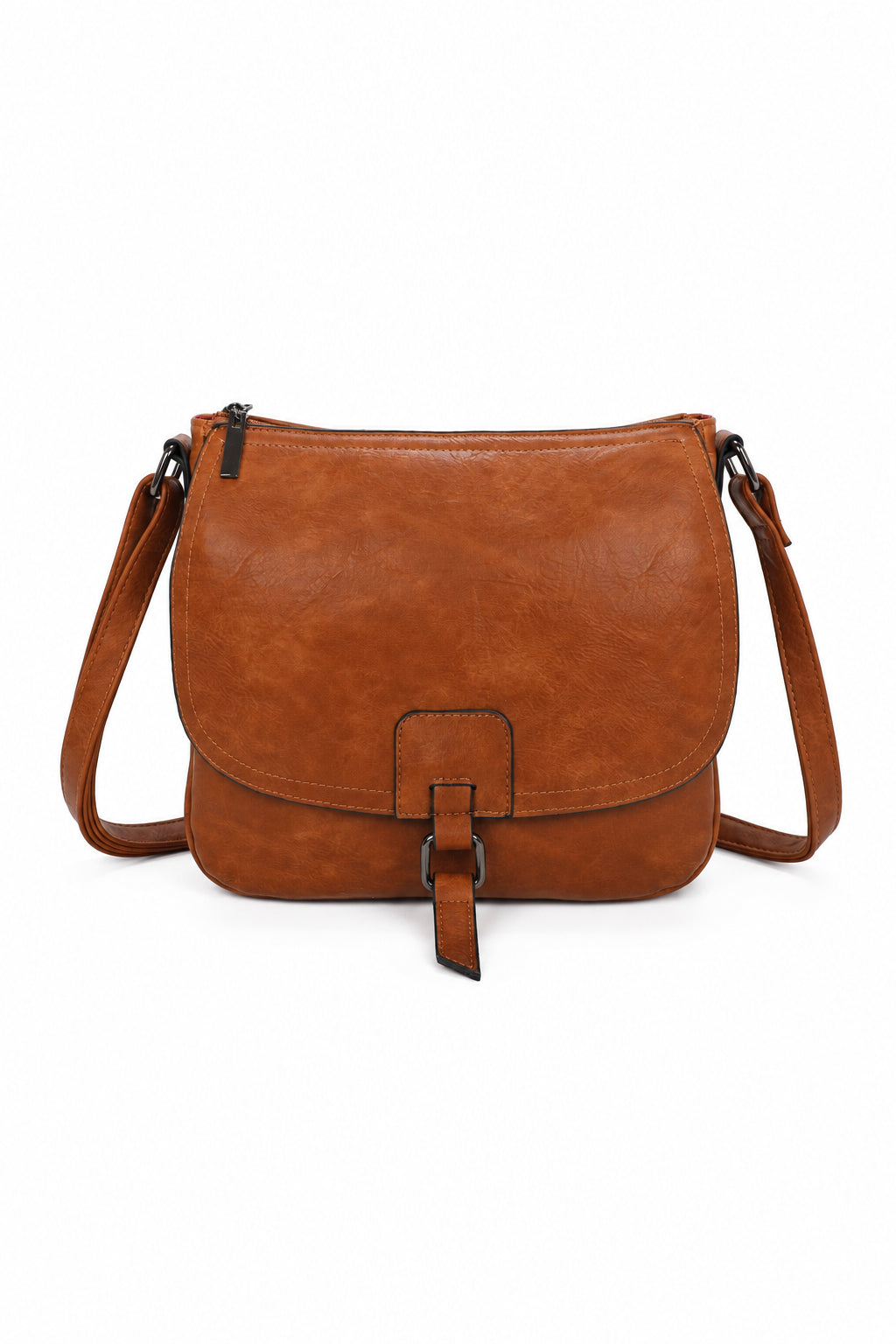 Brown Faux Leather Cross Body Bag