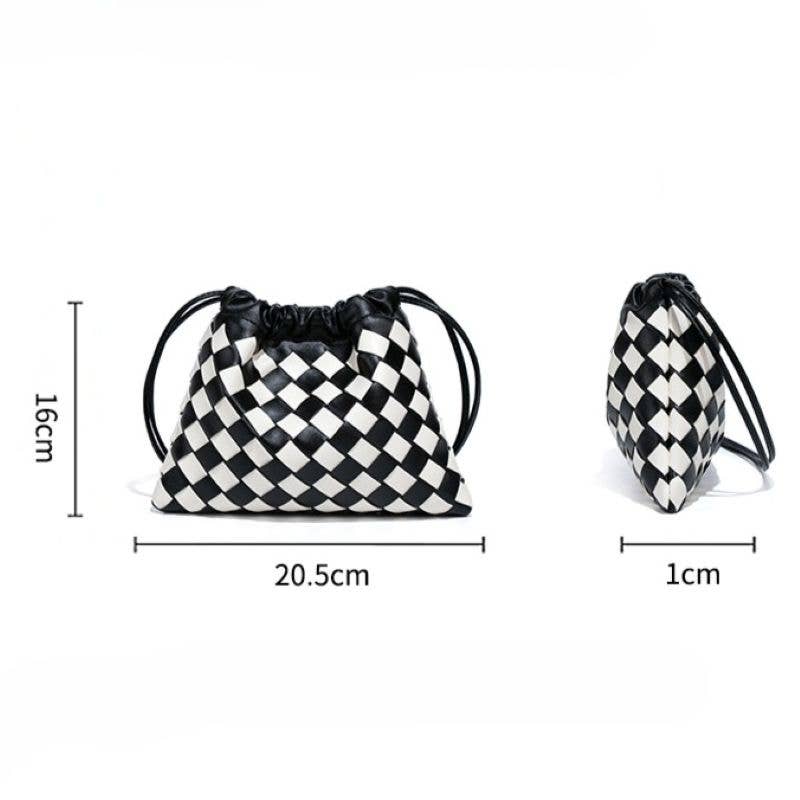 Monochrome Drawstring Pouch Shoulder Bag