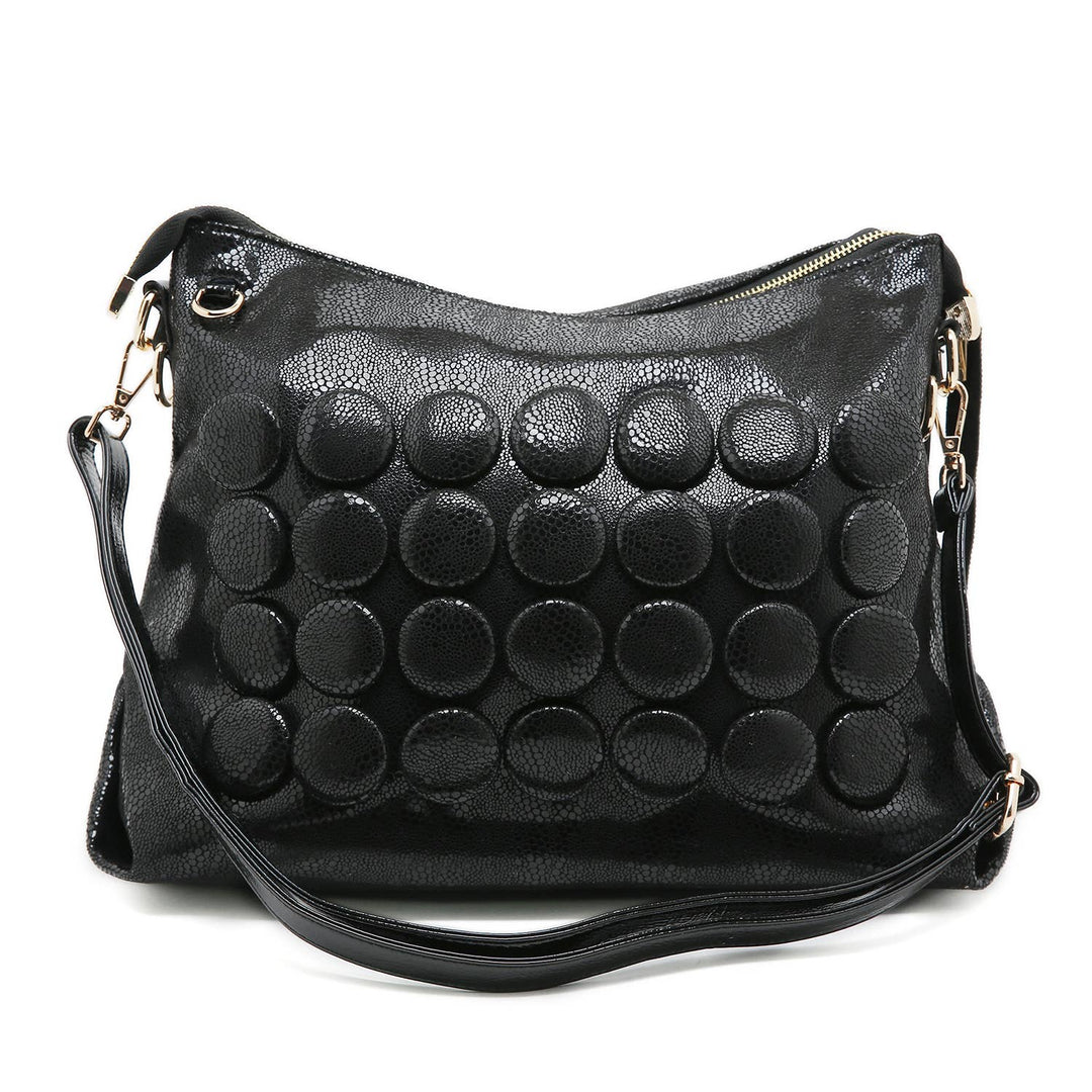 Black 3D Dot Slouchy Shoulder Bag