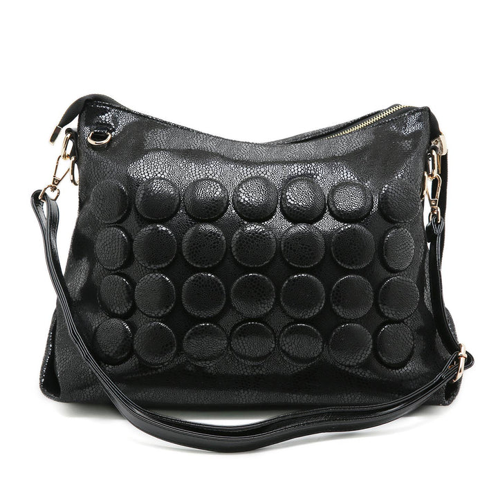 Black 3D Dot Slouchy Shoulder Bag