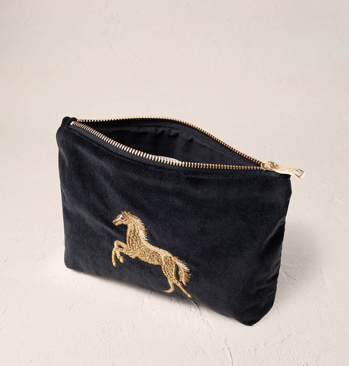 Elizabeth Scarlett Charcoal Wild Horses Mini Pouch
