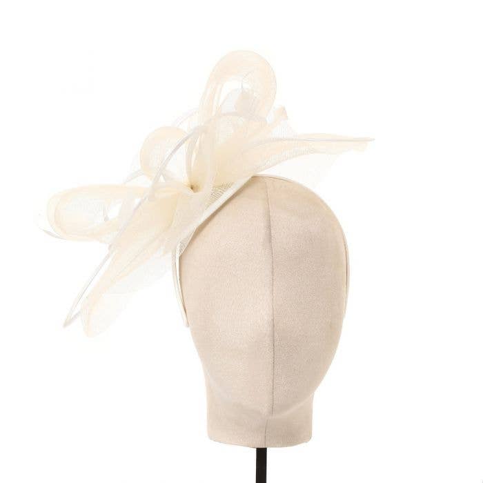 Ivory Satin &amp; Feather Accents Fascinator
