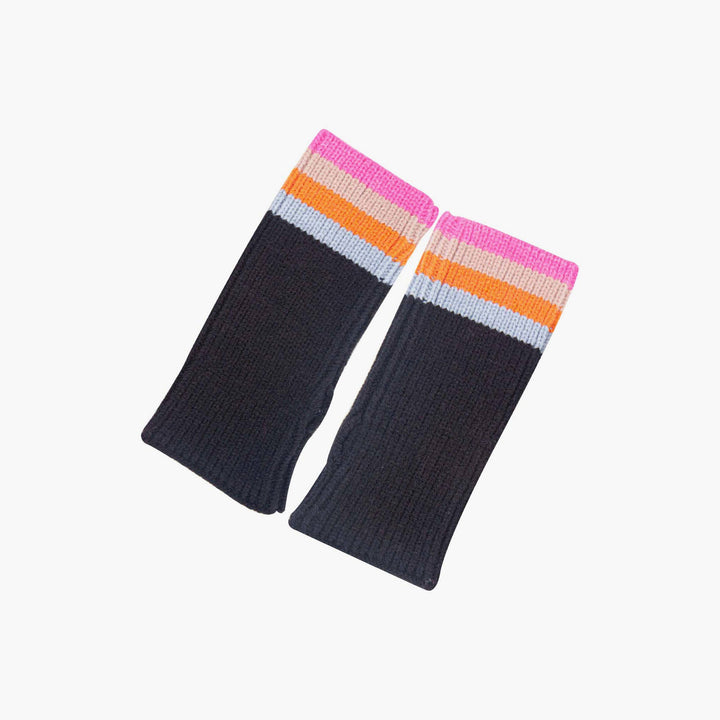 Black Rainbow Stripe Wrist Warmers