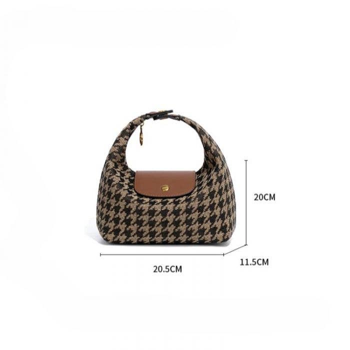 Brown Dogtooth Mini Tote Bag