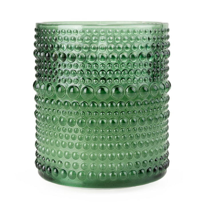 Olive Green LED Candle Embossed Glass