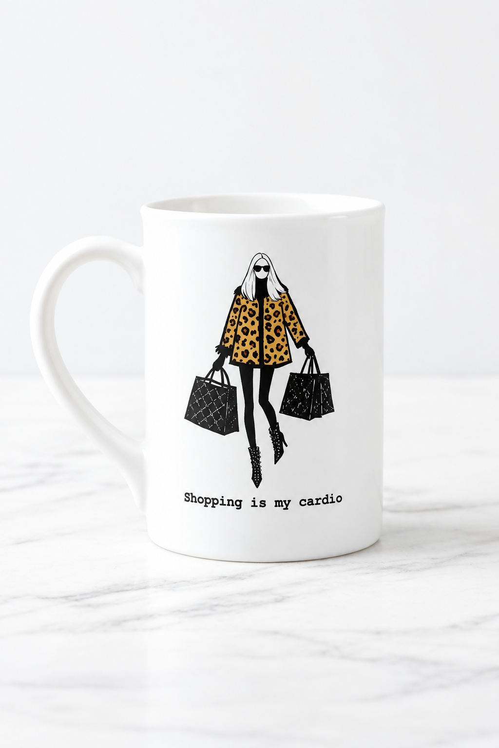 "Shopping Is My Cardio" Bone China Mug