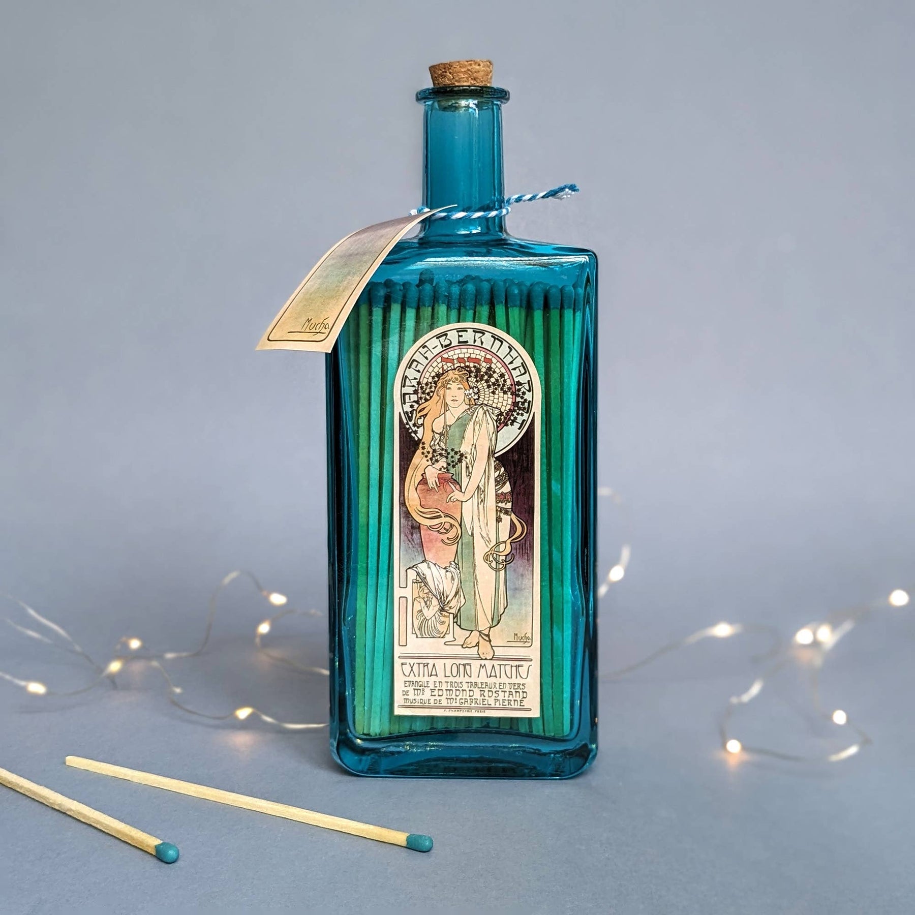 Matches In Blue Gin Bottle Art Nouveau Mucha La Samaritan