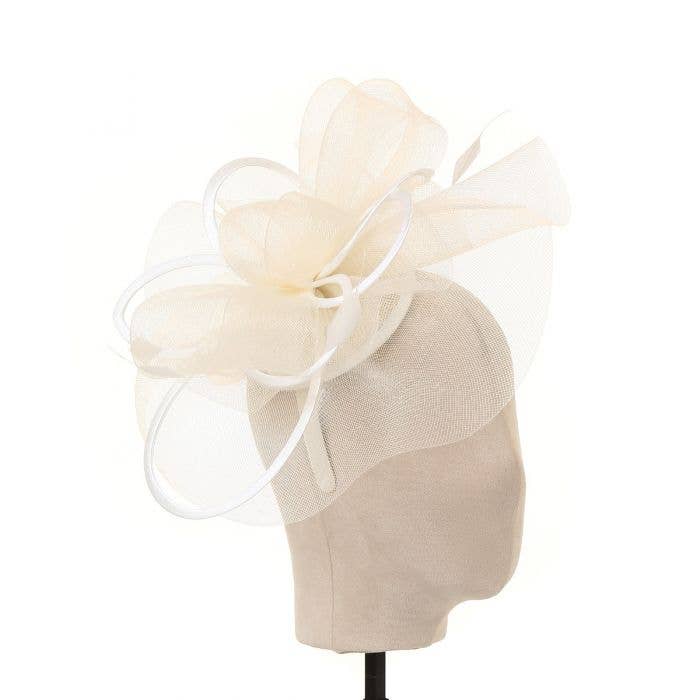 Ivory Satin &amp; Feather Accents Fascinator