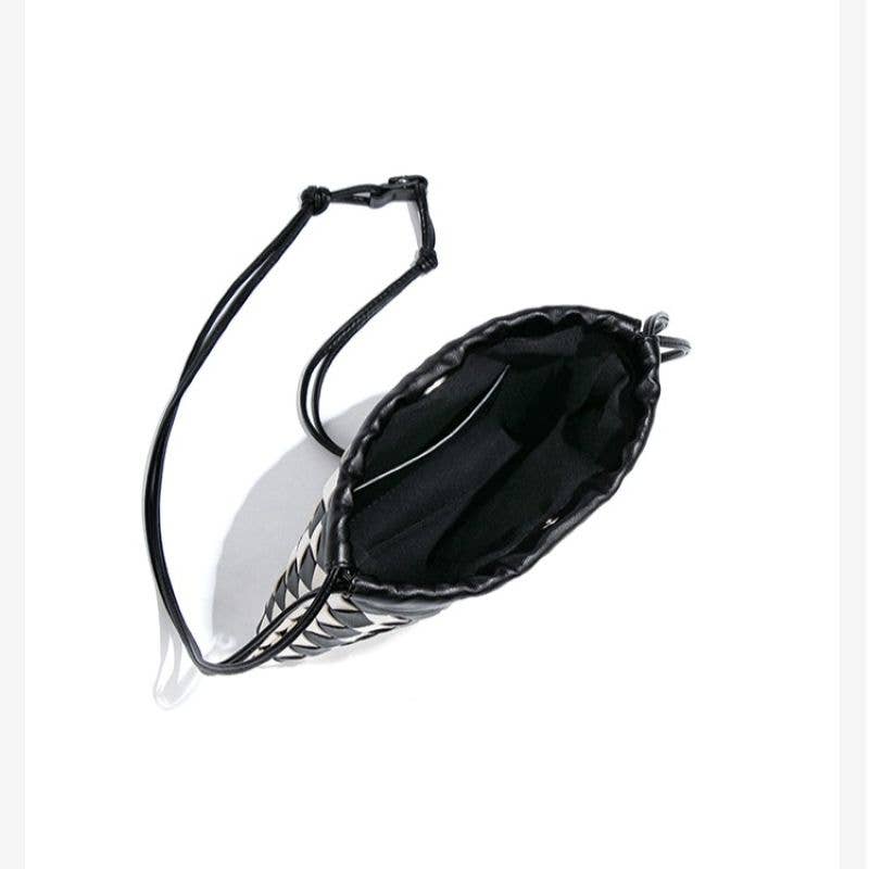 Monochrome Drawstring Pouch Shoulder Bag