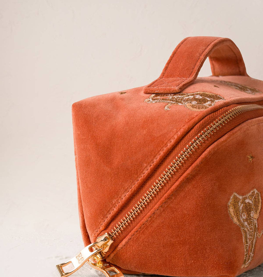 Elizabeth Scarlett Golden Elephants Open Flat Makeup Bag