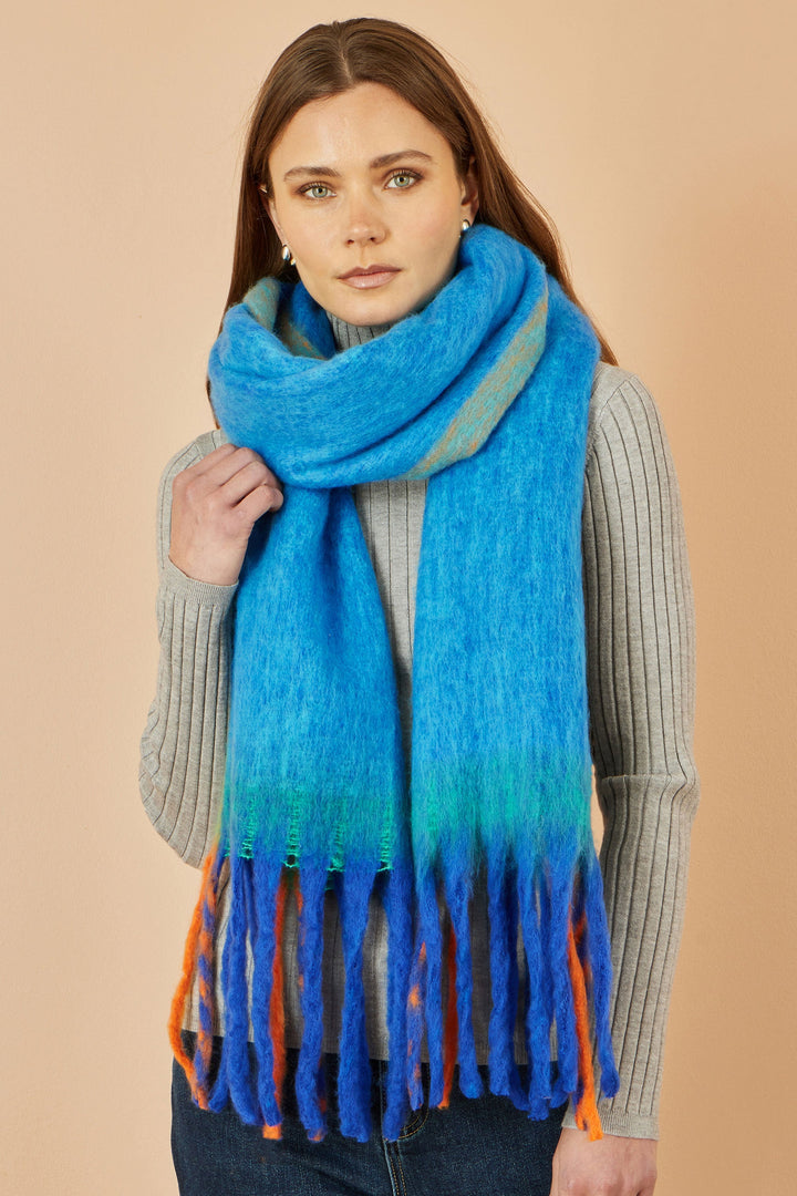 Yumi Blue Colour Block Scarf