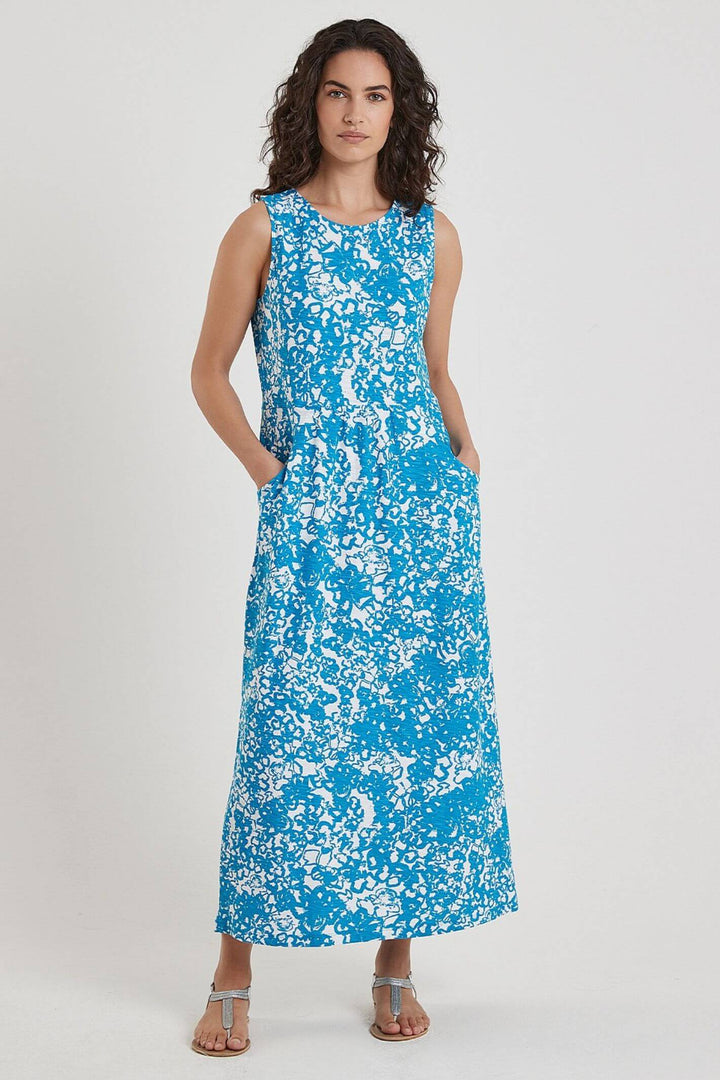 Adini 335093 Blue Scribble Print Ora Maxi Dress
