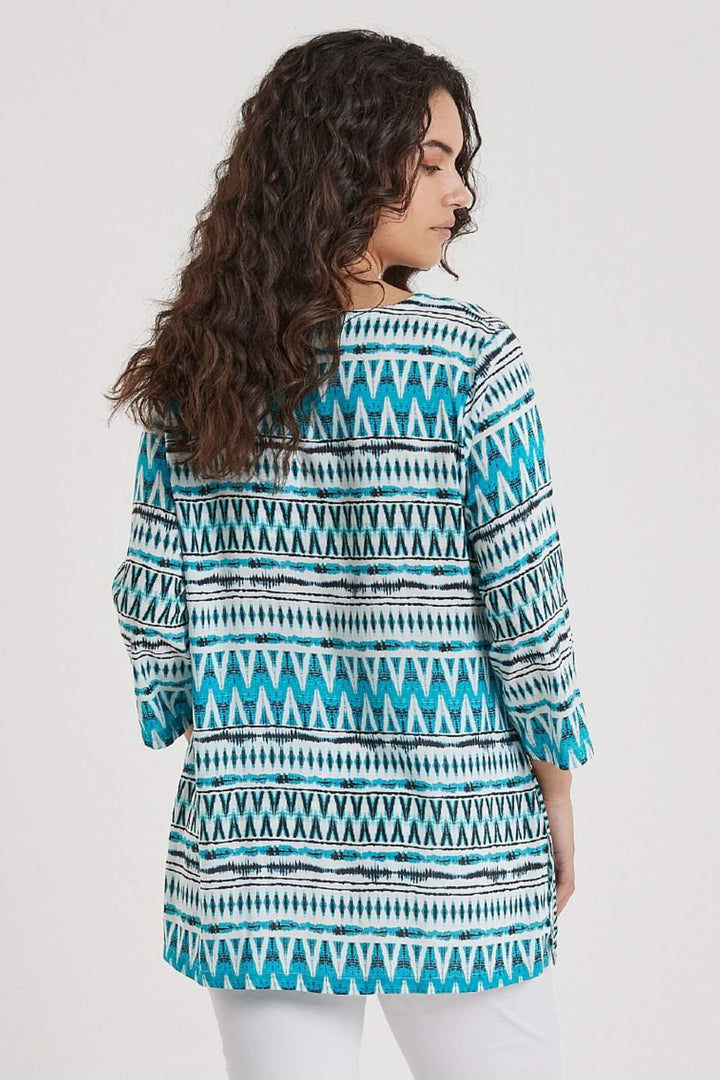 Adini 336727 Blue Aria Resort Print Blouse