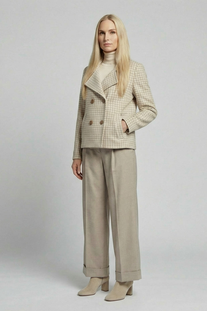 Allison Beige Houndstooth Coat 511134