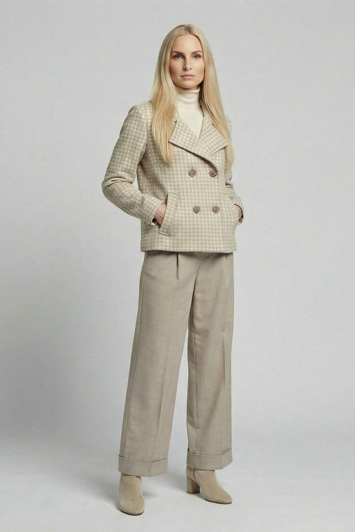 Allison Beige Houndstooth Coat 511134