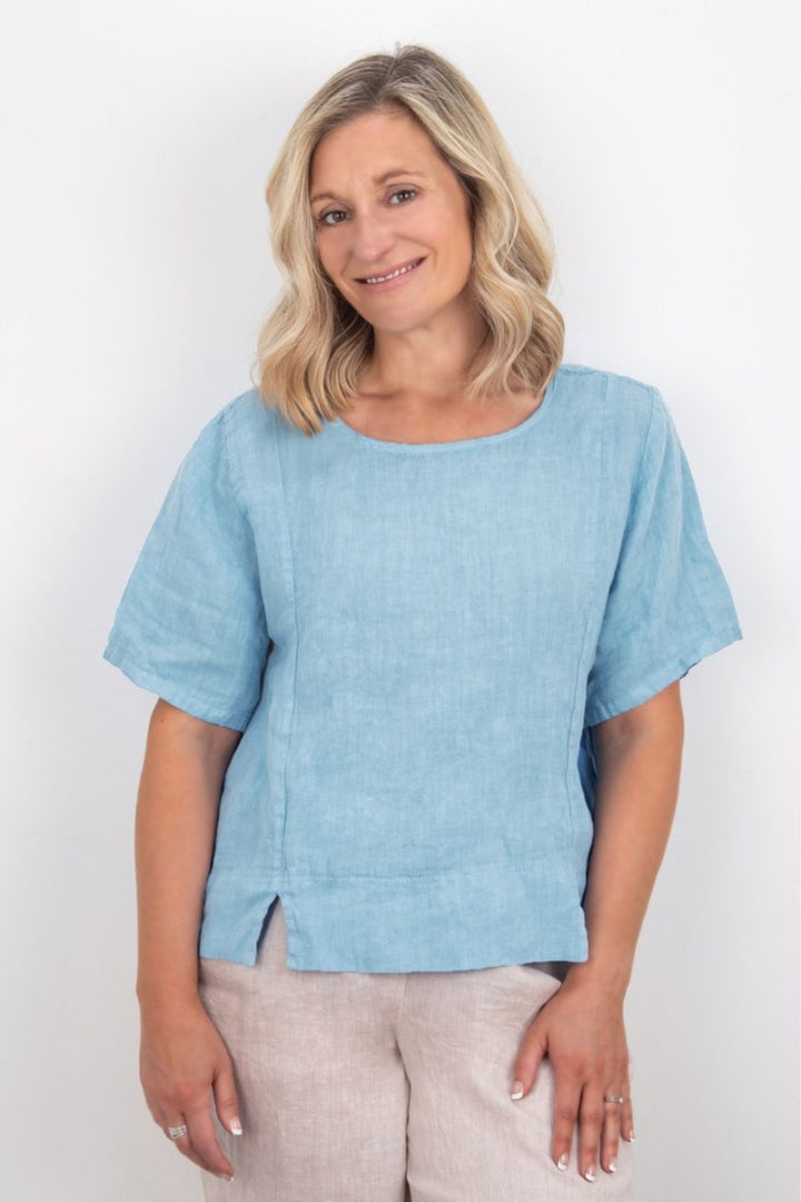Amazing Woman Baby Blue Lucie Linen Top