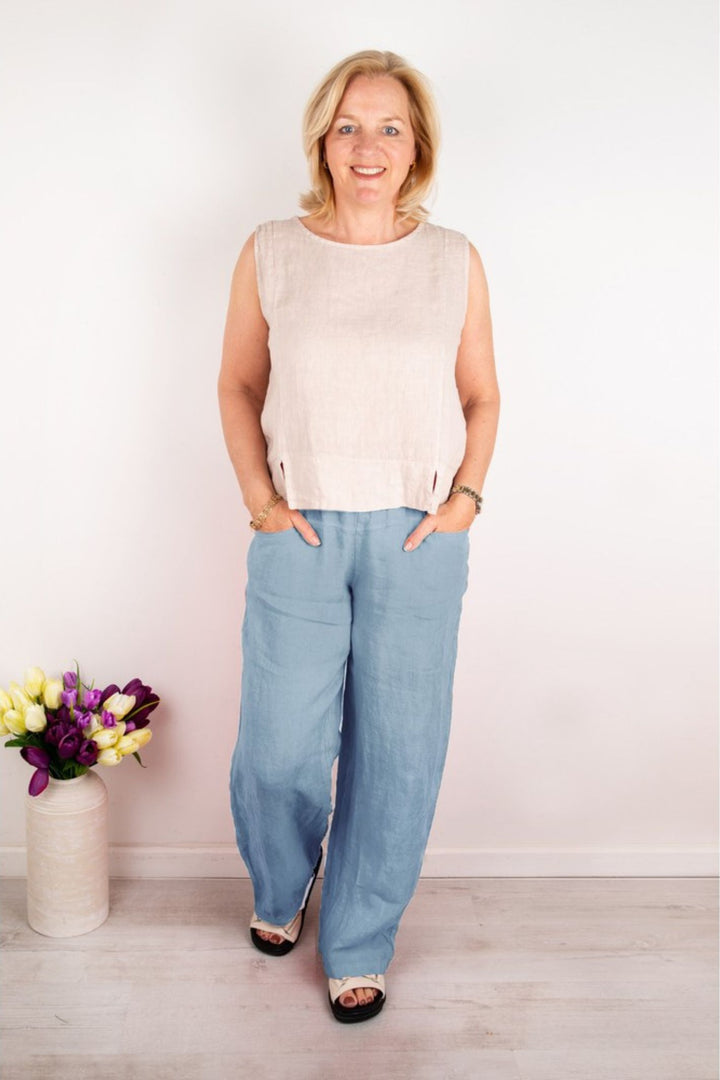 Amazing Woman Denim Blue Orla Linen Trousers