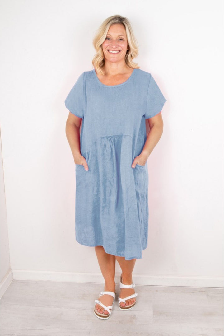 Amazing Woman Denim Blue Lexia Linen Dress