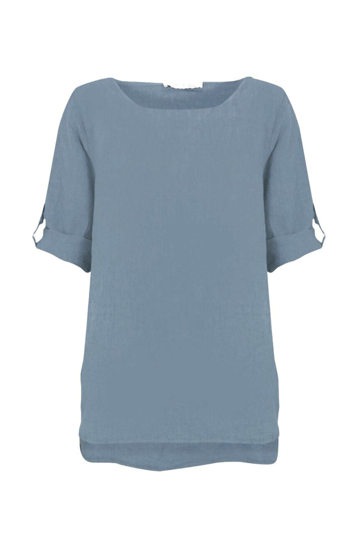 Amazing Woman Grey Blue Elena Linen Top