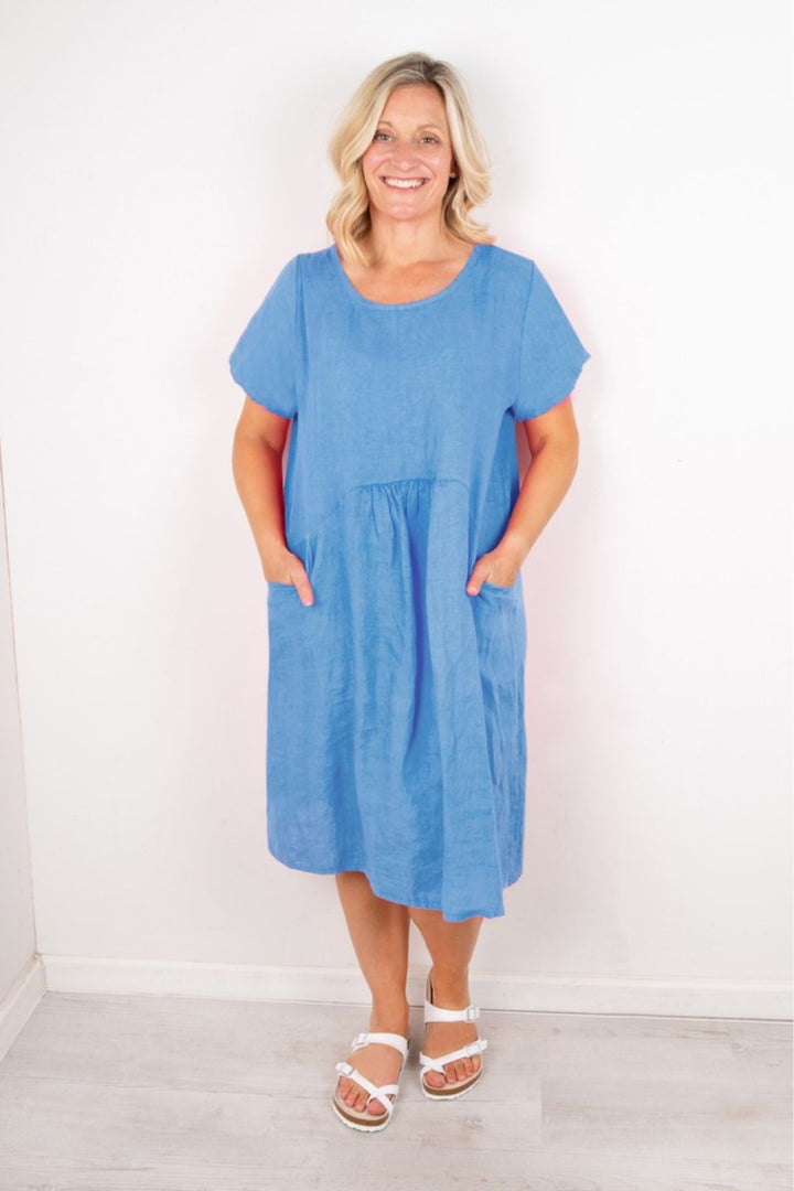 Amazing Woman Ocean Blue Lexia Linen Dress