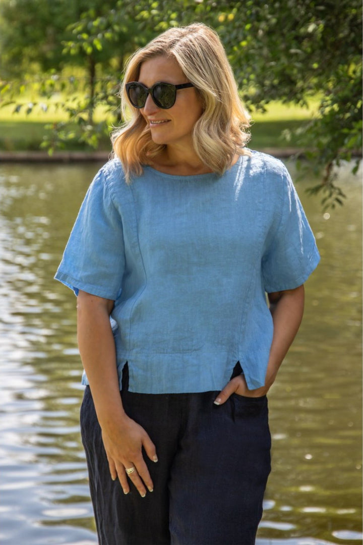 Amazing Woman Ocean Blue Lucie Linen Top
