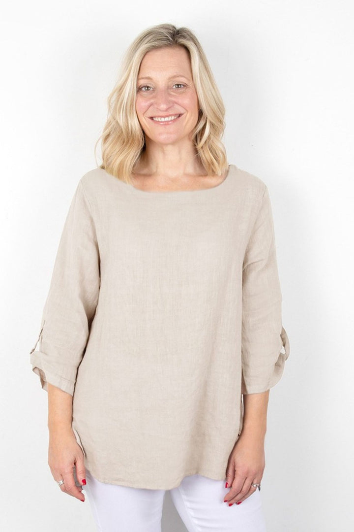 Amazing Woman Stone Elena Linen Top