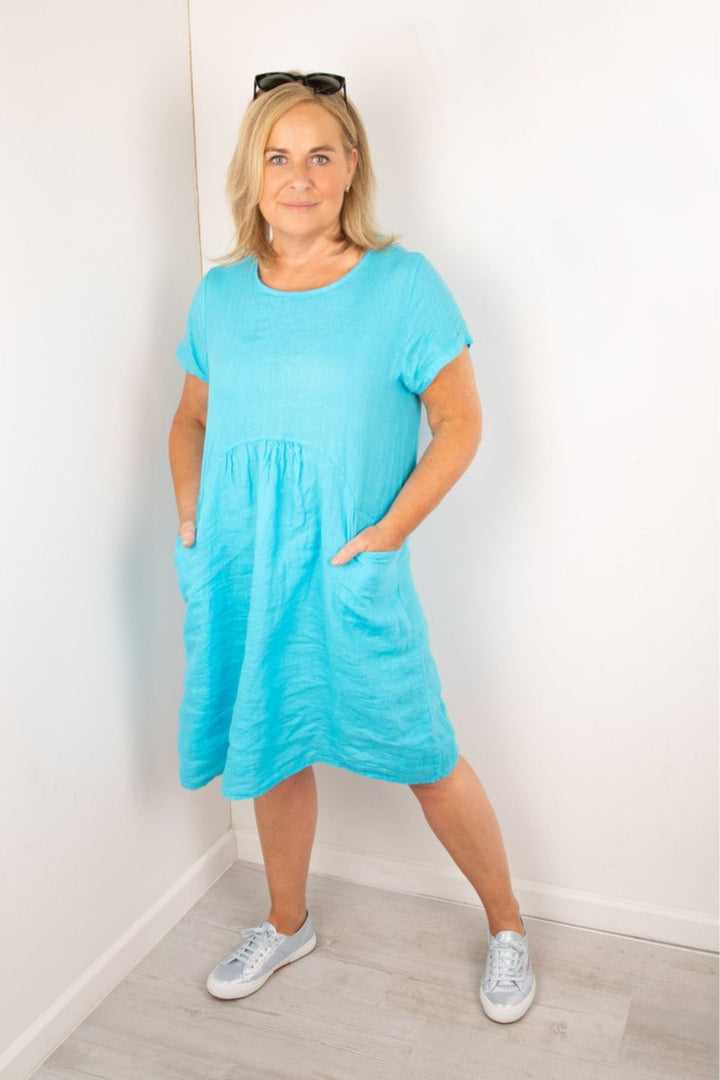 Amazing Woman Turquoise Lexia Linen Dress