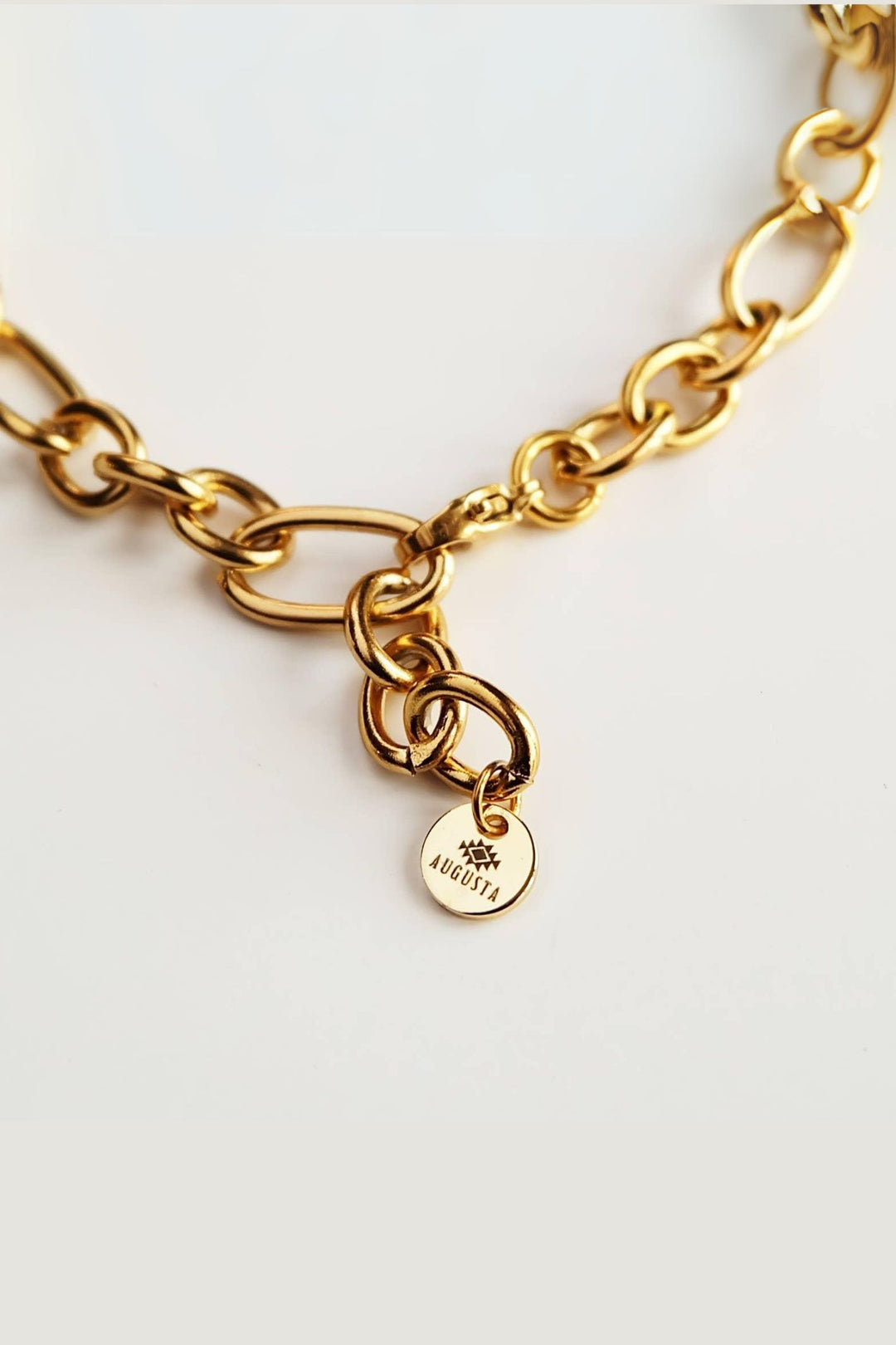 Amazonite 22k Gold Plated Gemstone Long Link Gold Chain Bracelet