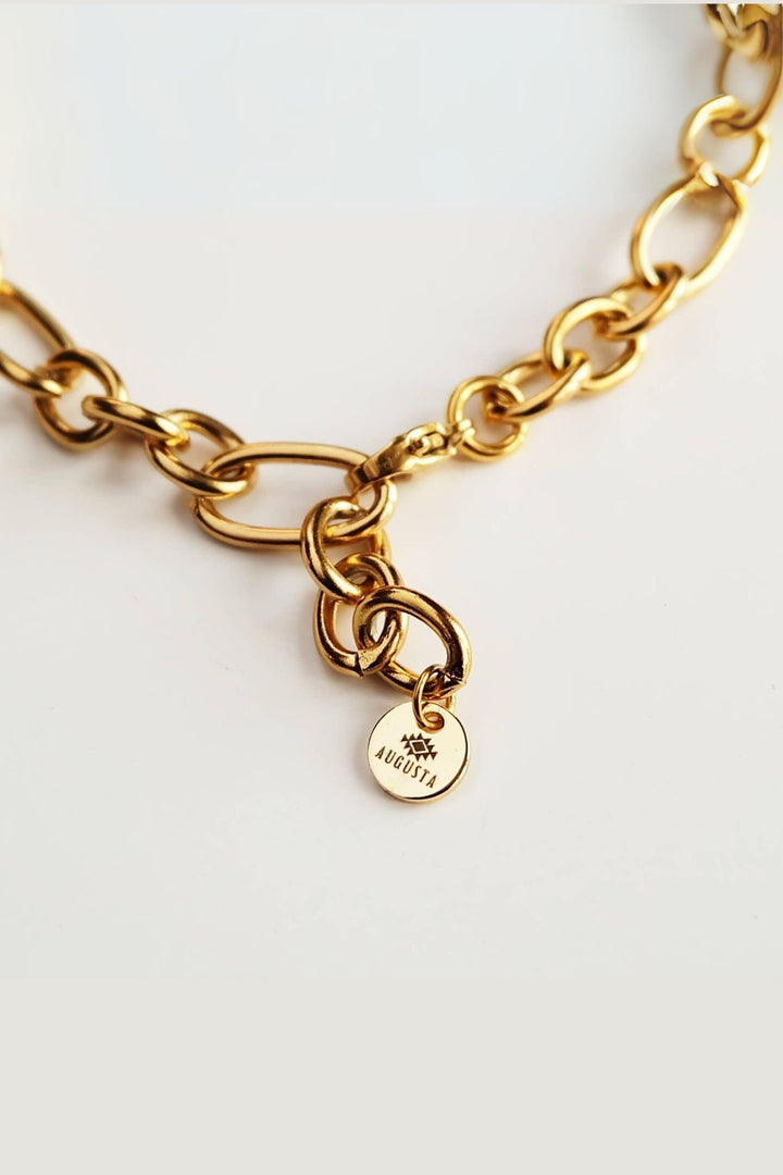 Amazonite 22k Gold Plated Gemstone Long Link Gold Chain Bracelet