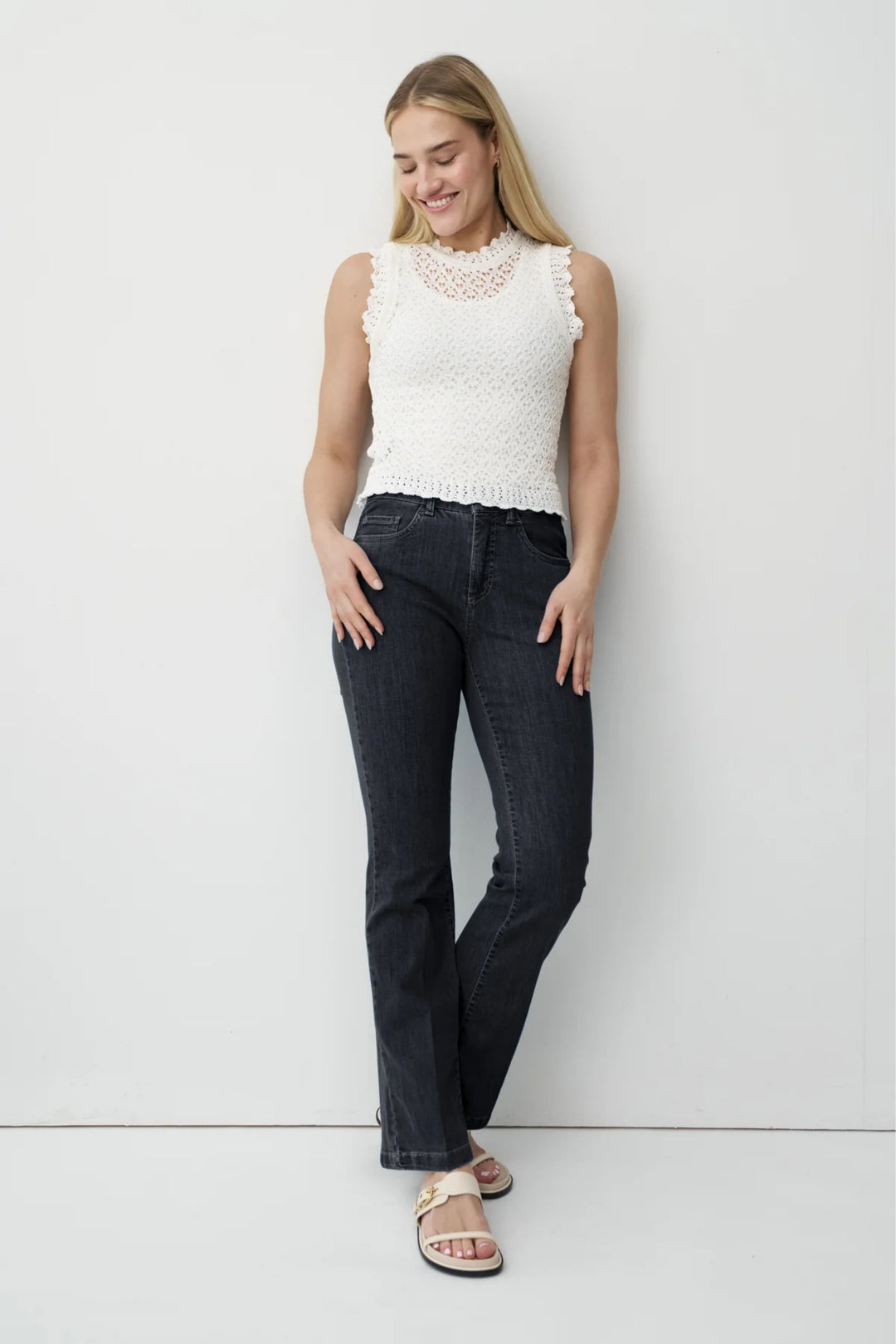 Anna Montana 1297 Black Finja Flare Fit Jeans