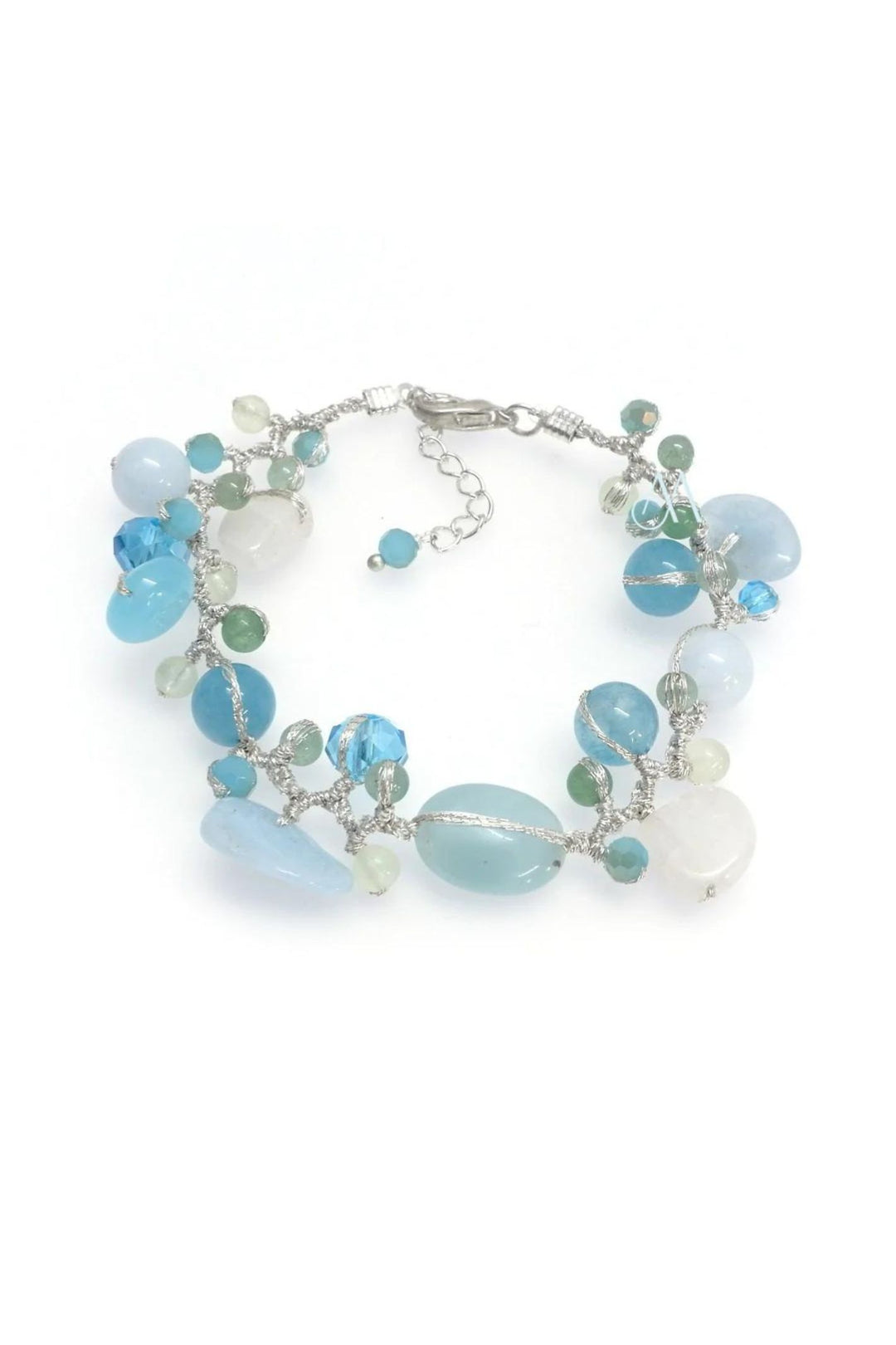 Annabella Moore SKB01-BL Aqua Marine Bead Metallic Bracelet