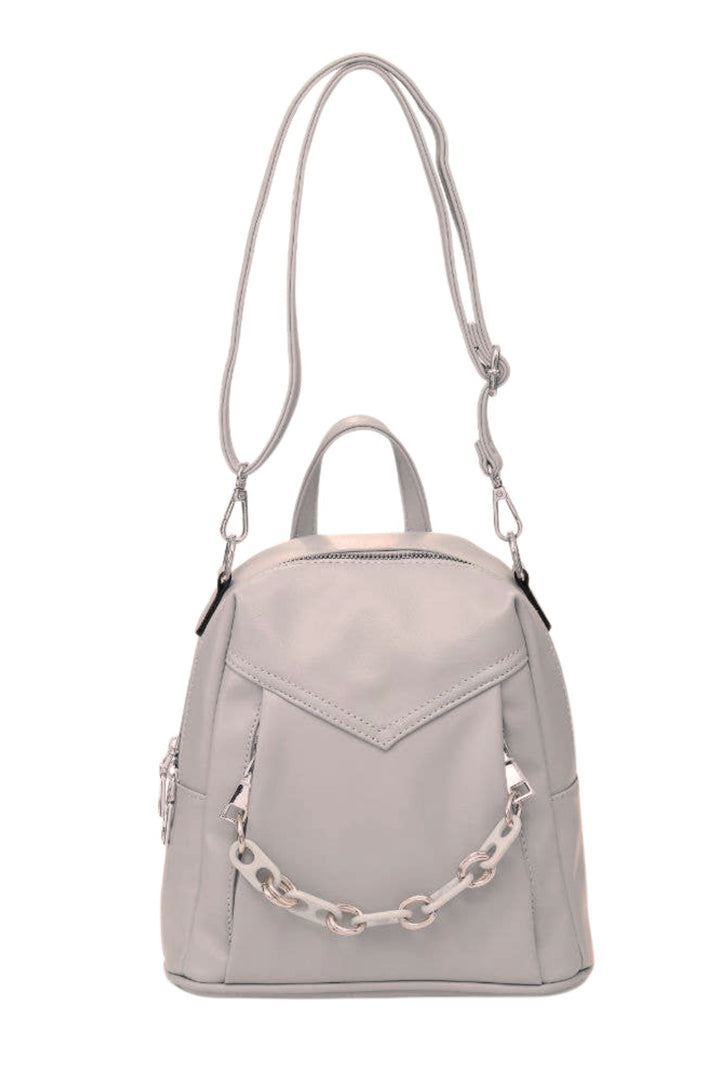 Light Grey Small 2-In-1 Backpack Crossbody Bag