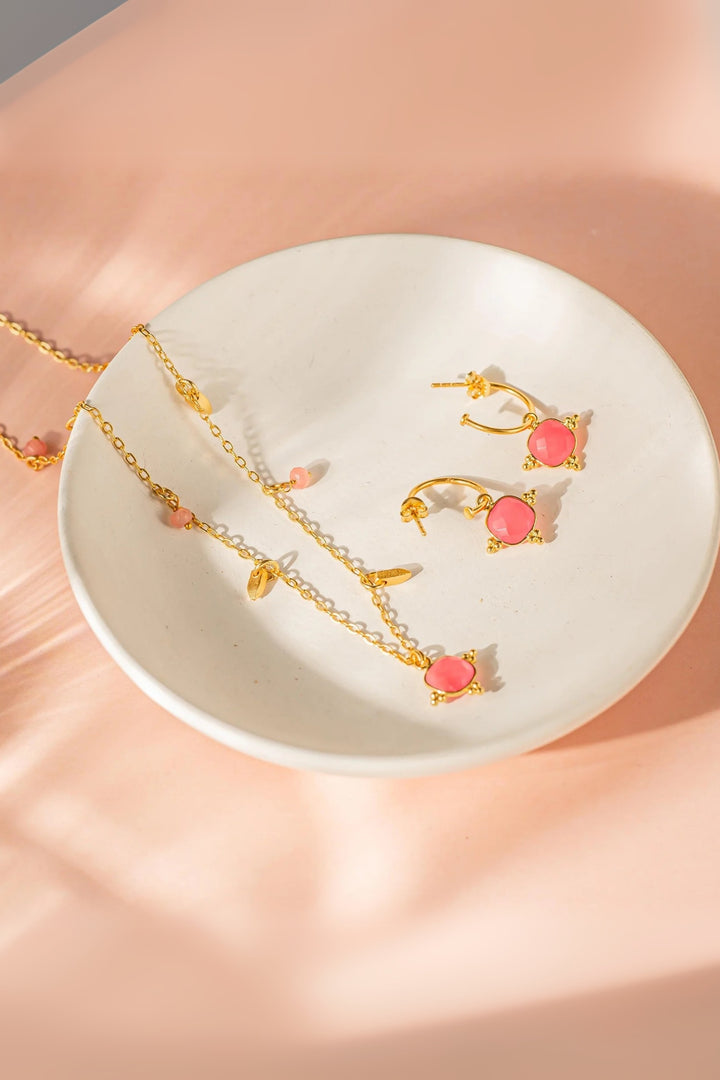 Ashiana Asia Pink Jade Gemstone Necklace