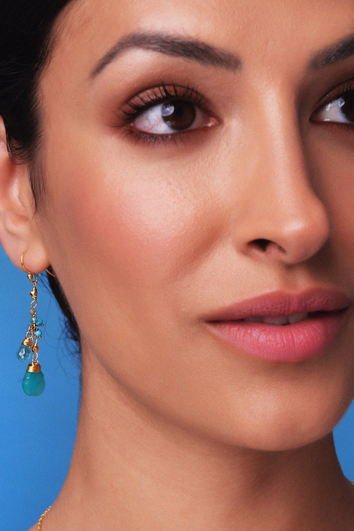 Ashiana Dana Aqua Chalcedony Gemstone Earings