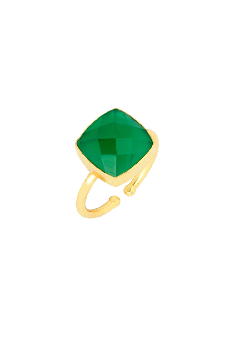 Ashiana Darcy Green Onyx Gold Plated Ring