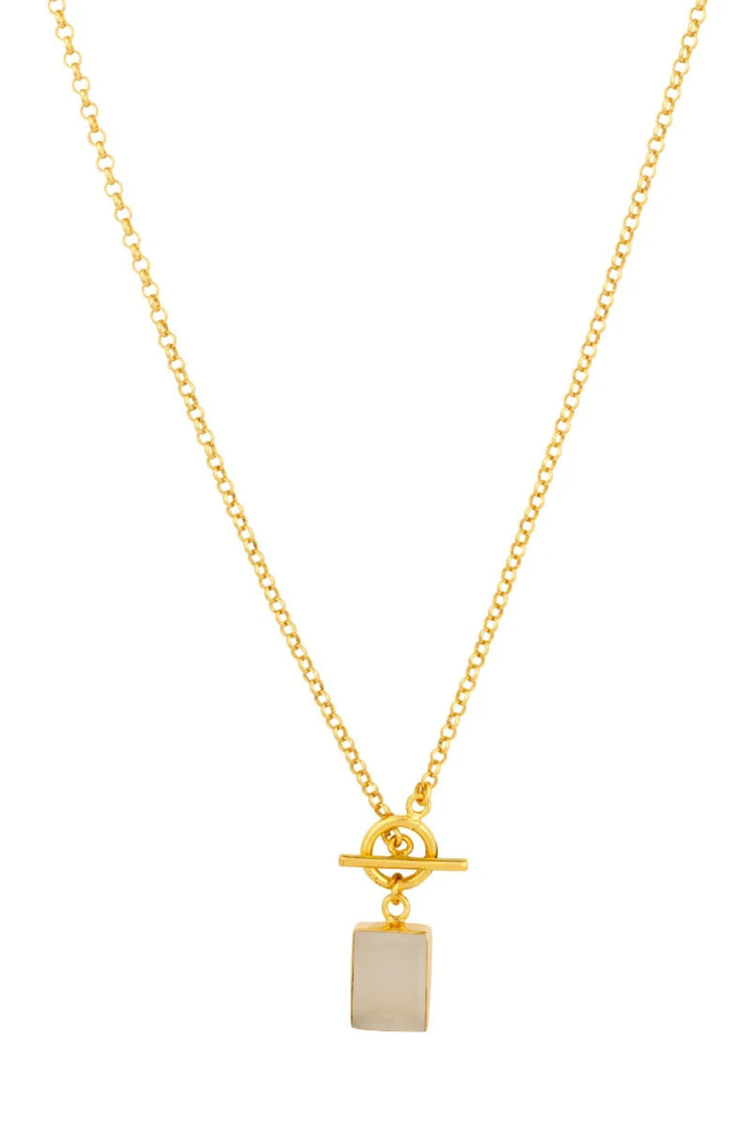 Ashiana Delta T Bar White Chalcedony Necklace