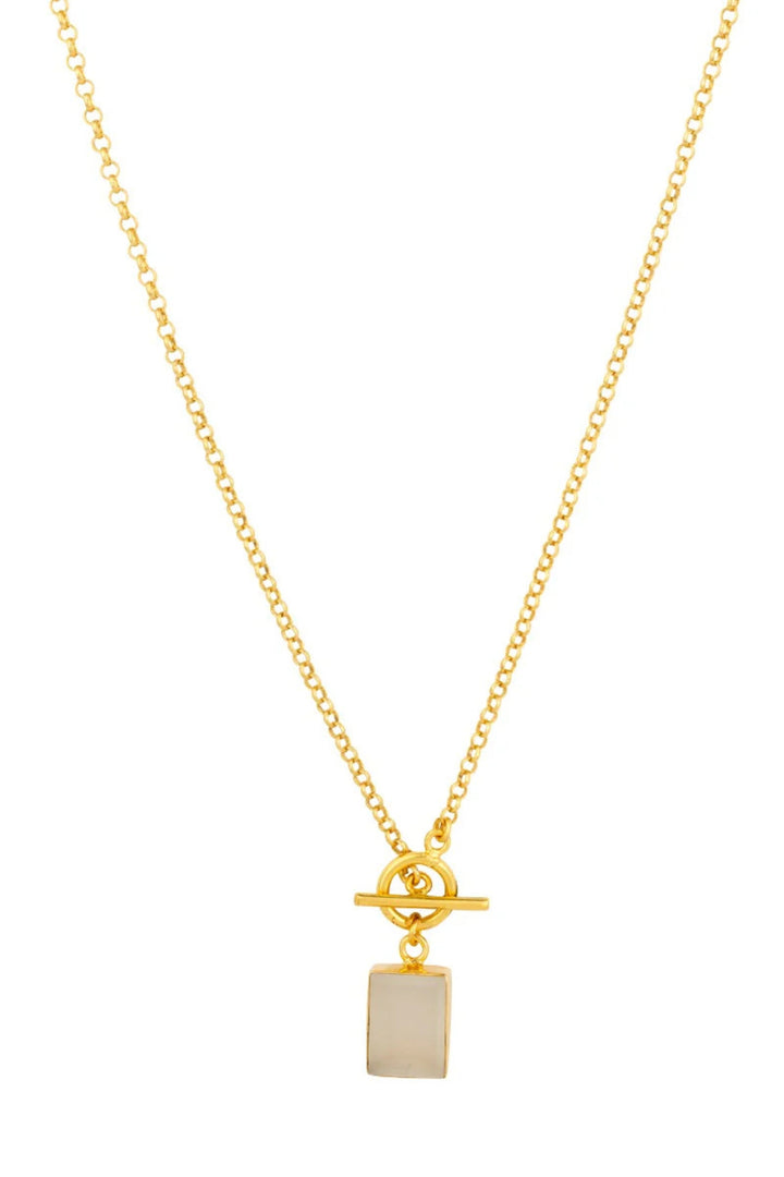 Ashiana Delta T Bar White Chalcedony Necklace