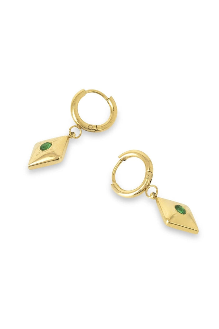 Ashiana Hope Green Onyx Gold Plated Huggies