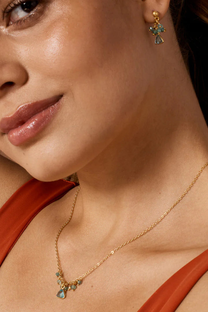 Ashiana Lacey Aqua Chalcedony Gemstone Necklace