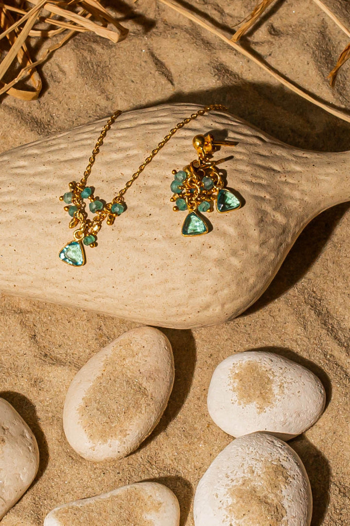 Ashiana Lacey Aqua Chalcedony Gemstone Necklace
