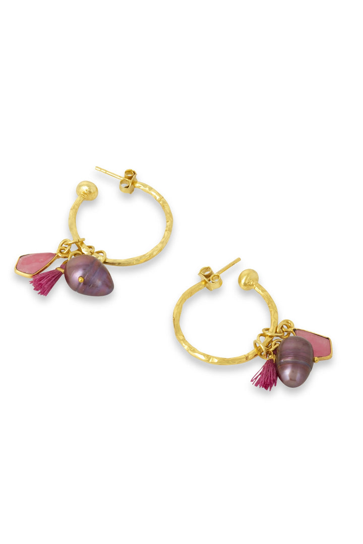 Ashiana Nicky Pink Charm Hoops Earrings
