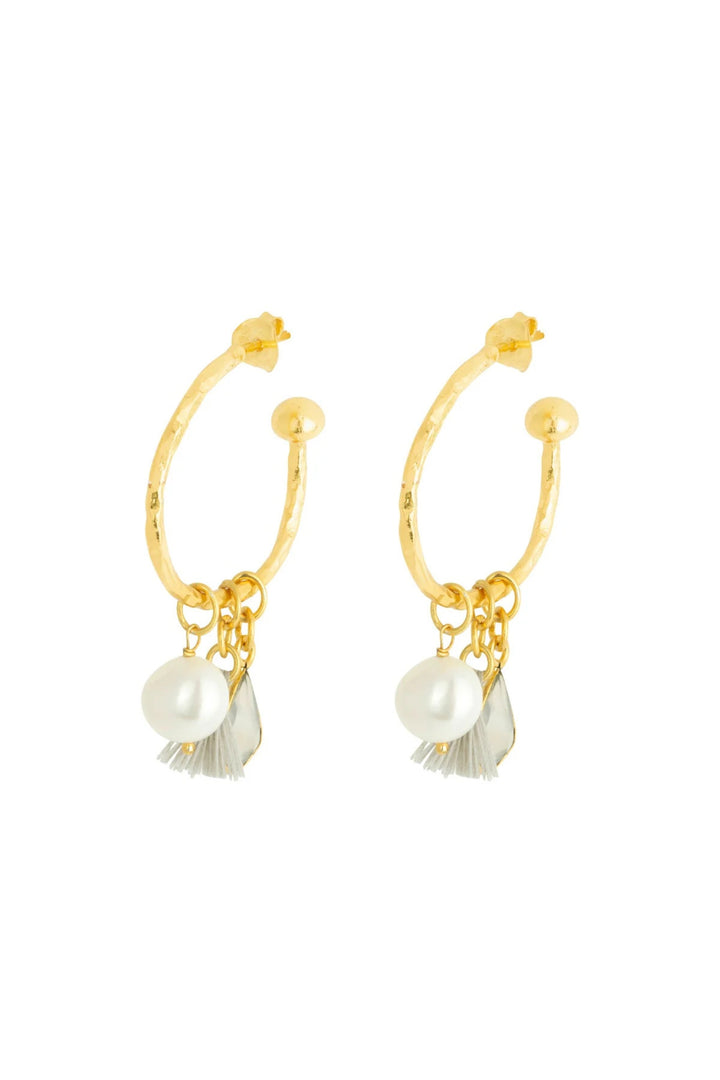 Ashiana Nicky White Charm Hoops Earrings