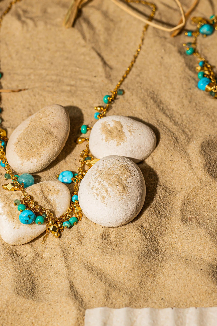 Ashiana Olive Charm Necklace Turquoise Apatite Beads