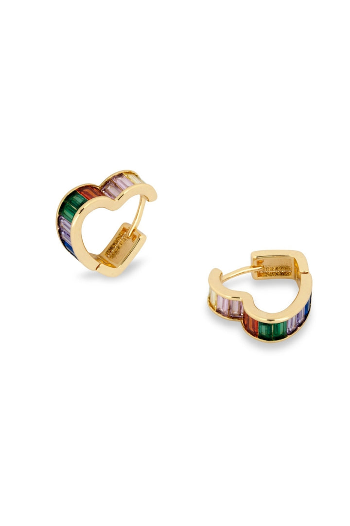 Ashiana Rainbow Heart Gold Earrings