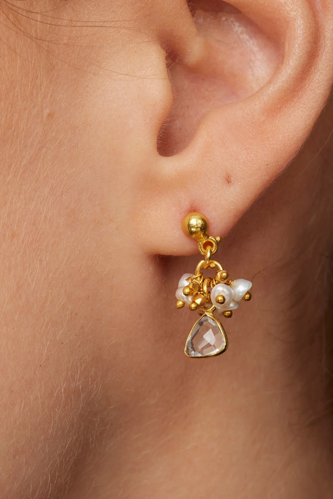 Ashiana White Lacey Charm Earrings